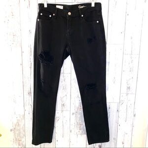 GAP 27 black denim jeans girlfriend distressed